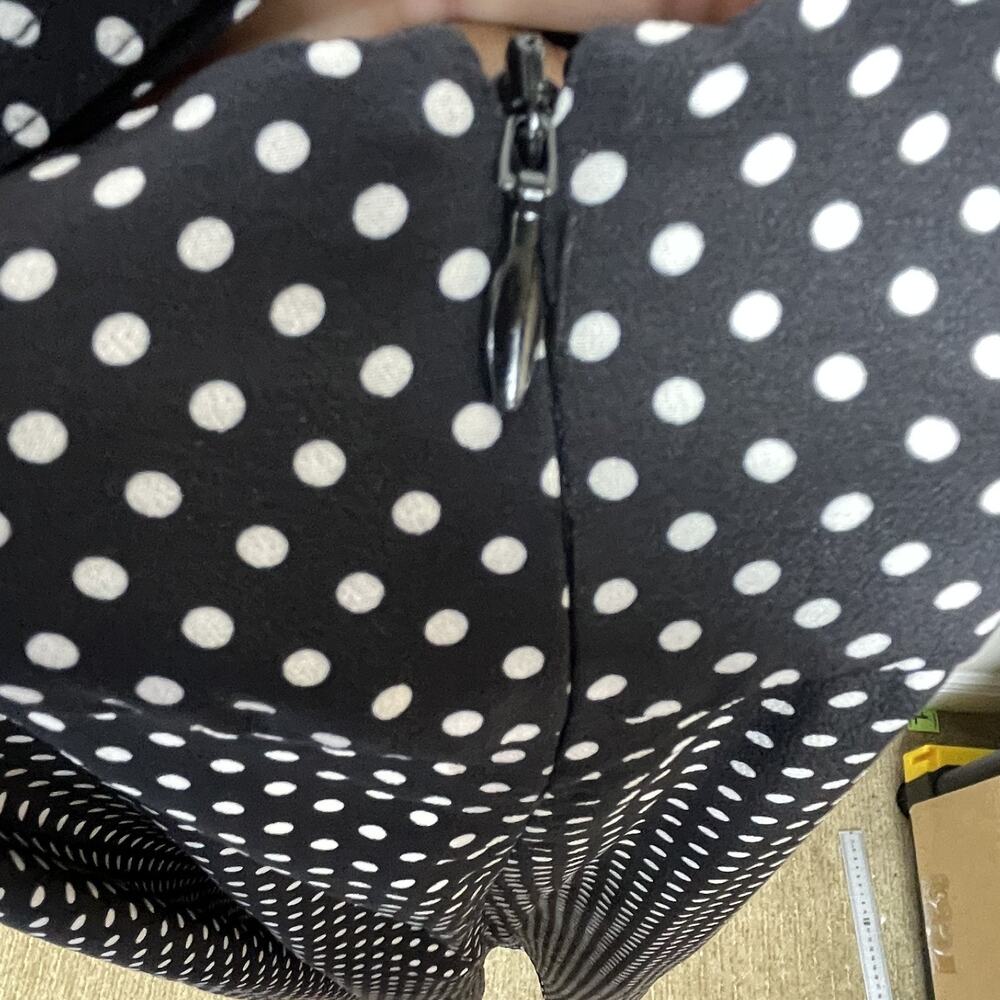 AYR Silk faux wrap Black and White Polka Dot Midi Dress - Picture 10 of 14